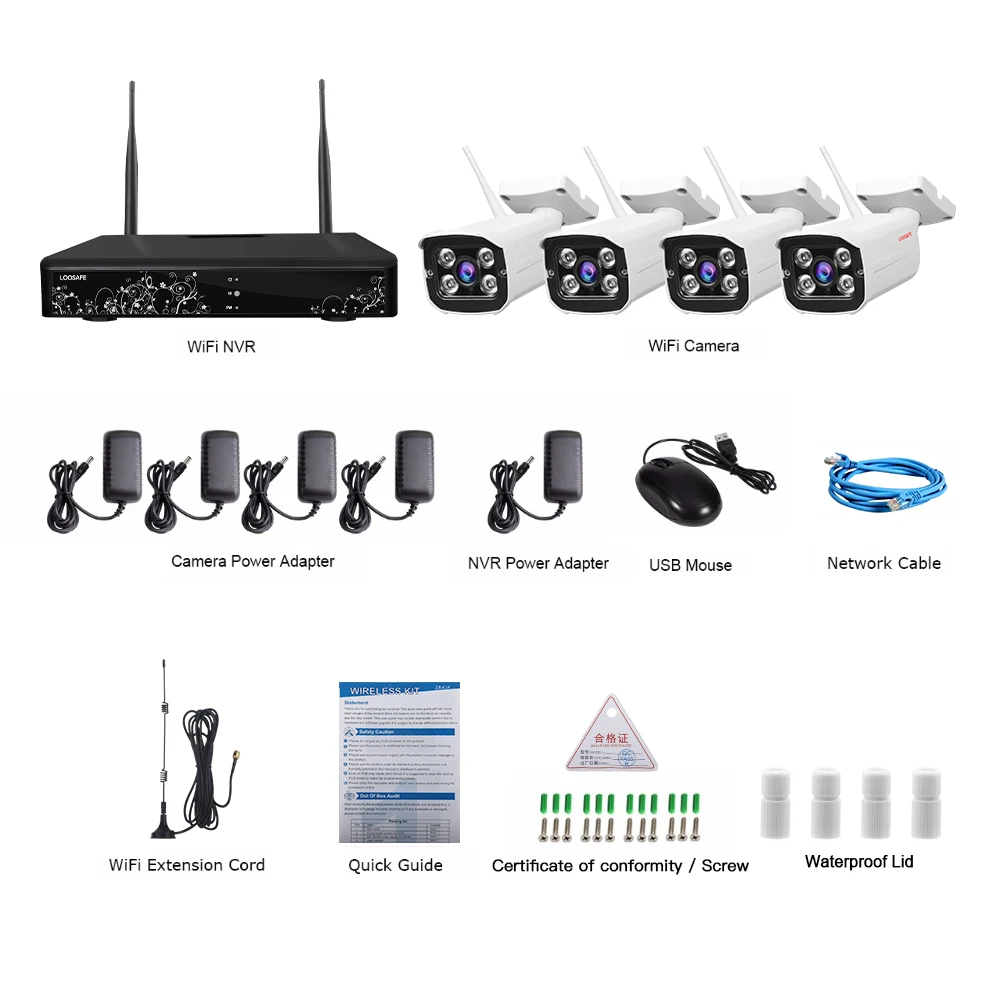 Loosafe 4-канальный комплект 960 P открытый дом surveillancewireless камеры видеонаблюдения системы безопасности