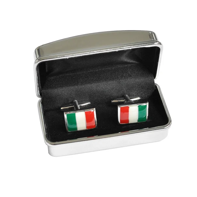 Manufacturer Supplier Factory Custom Italy Flag Cufflink Novelty Cuff links With Box