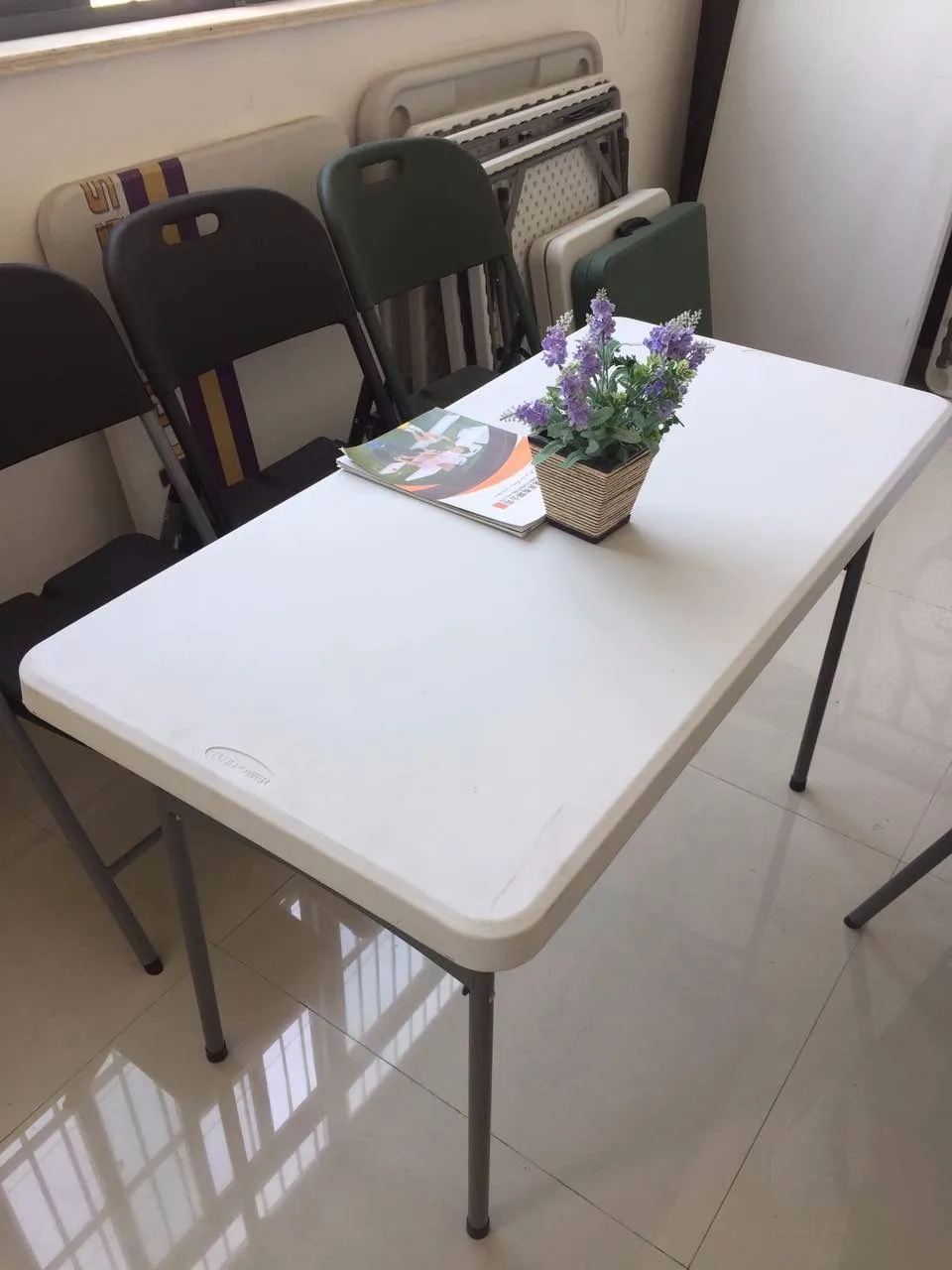 Foldable Portable Table Traveling Plastic 120cm Outdoor Table Dutable Powder-coated Steel Tubular Fram Modern for 4 Seats 45mm