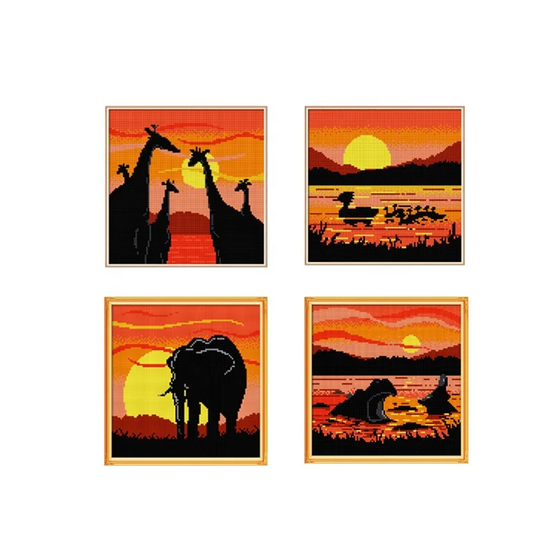 Factory price animal pattern 5d rhinestone canvas wall art wholesale diamond painting