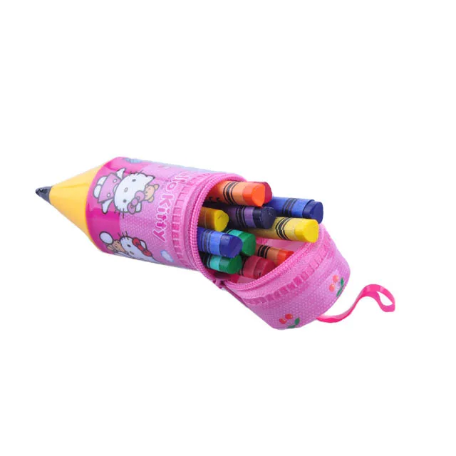 Wax triangle caryon type and set packaging crayons wax shaped into  plastic  bag