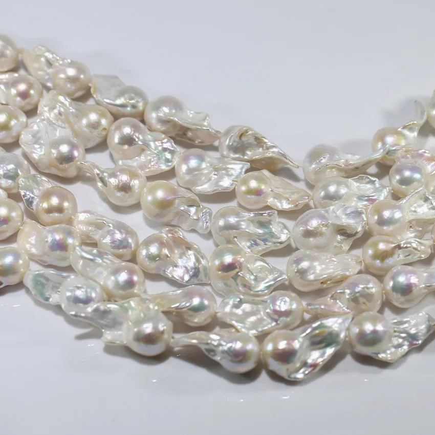15-16x20-30mm AA+ pearl nucleus large big size real natural fresh water fireball nucleated freshwater loose Baroque pearl strand