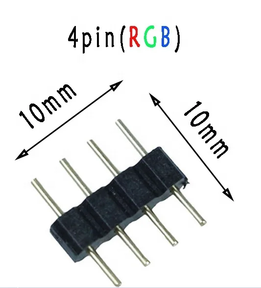 
10mm double-ended male needle 4 pin led connector for rgb led strip 