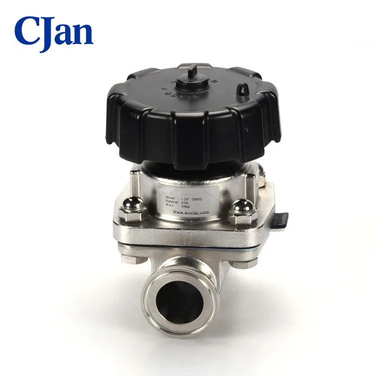 
Sanitary Stainless Steel Manual Diaphragm Valve With Tri-clamp and Plastic Handwheel DN15-DN100 