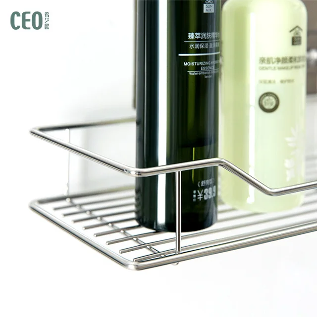 Household Magic Sticker Wall Mounted Stainless Steel shower shelf kitchen bathroom storage rack