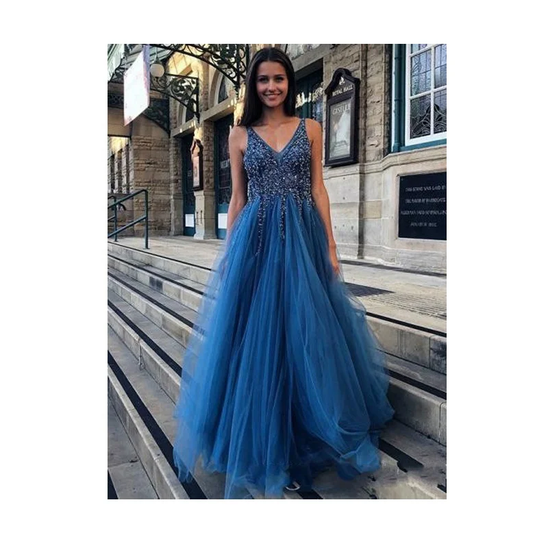 Made In Turkey Royal Blue Open Back Women Maxi Casual Dresses Evening