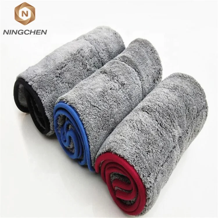 Coral fleece 1200gsm car towel / 1200gsm plush car buffing polishing /1400 gsm microfiber car drying towel