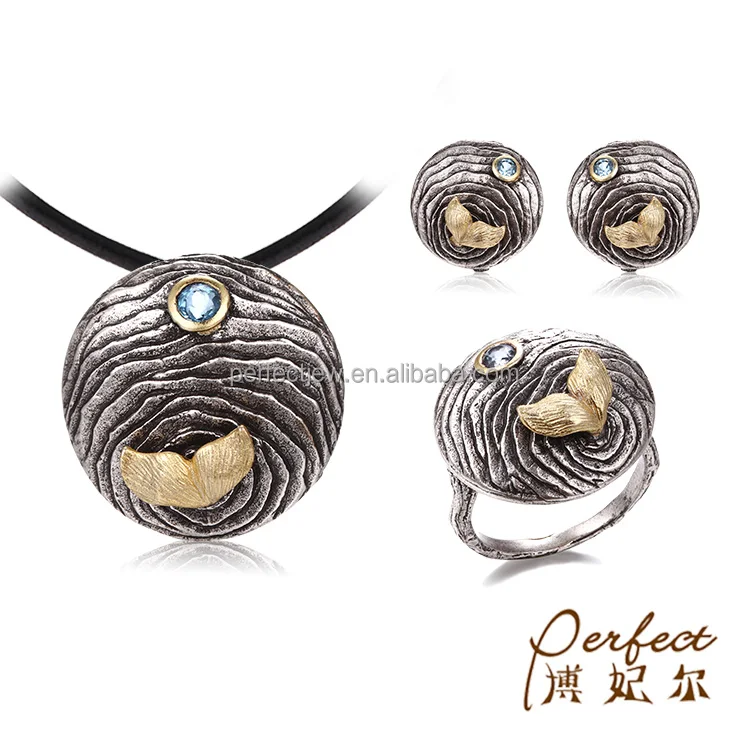 Fishtail Thailand Design 925 China Sterling Silver Jewelry Wholesale Set