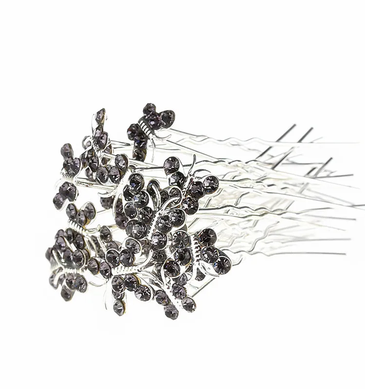 2019 Cheap Wholesale Women Barrette Haie Pins Decorative U Shape Rhinestone Butterfly Hairgrip
