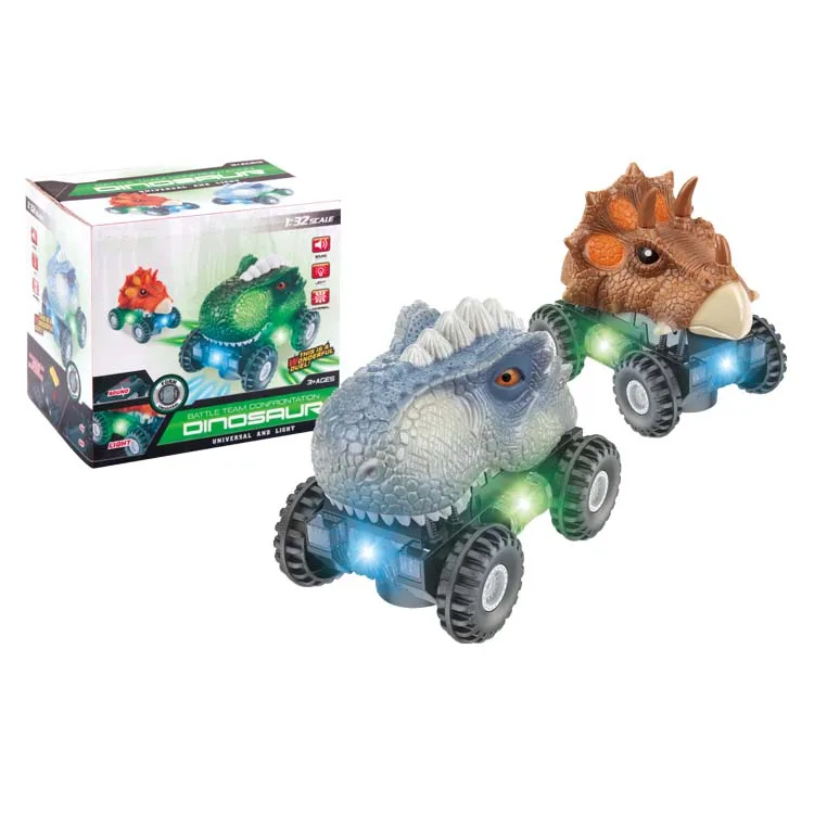 
1:32 scale sound light battle team confrontation kids cartoon dinosaur electric battery car toy 