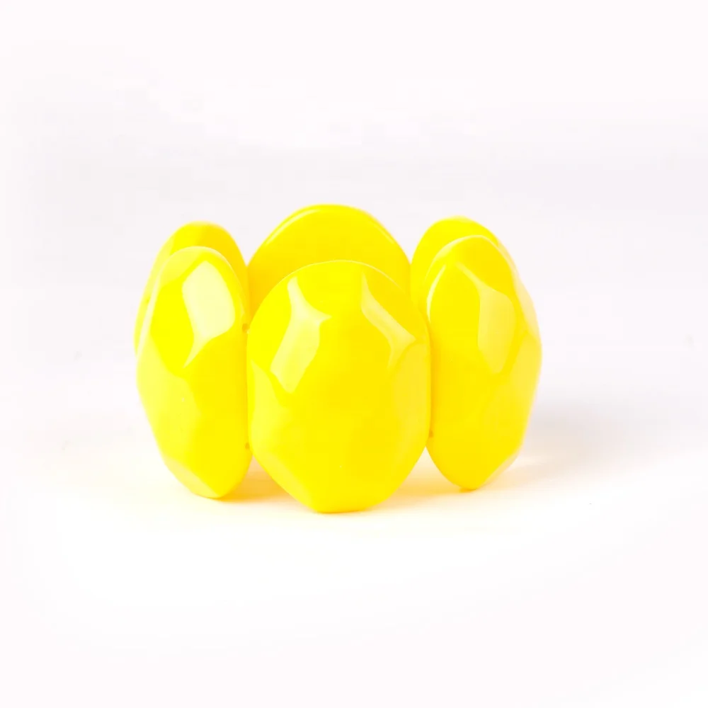 Hawaiian Jewelry Design Wholesale  Boho Amber Colour Geometric Polygon Big Size Beads Bracelet Resin Jewelries