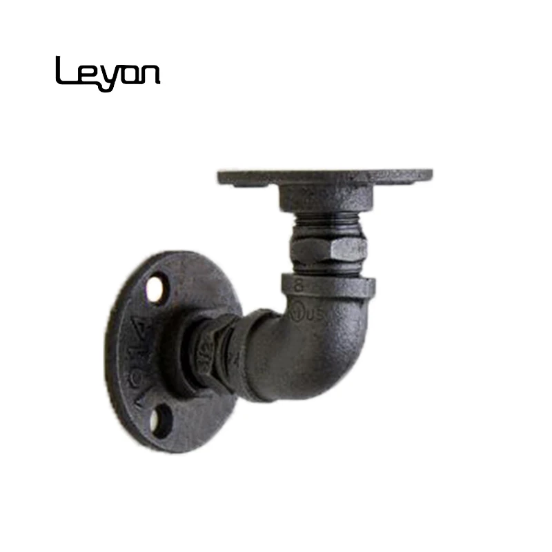 black malleable iron threaded 4 hole flange pipe fitting wooden shelves home decoration