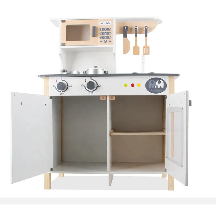 White child Big kitchen Child Simulation Cooking Pretend play Wooden Kitchen Set Toy