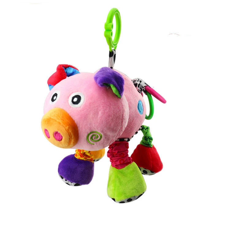 Baby soft stuff  Hanging  Toys with music funny pig animal activity toy OEM Customized manufacturer