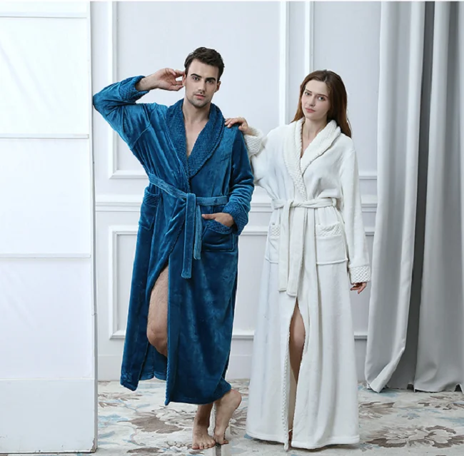 
Women Men Soft Long Collar Fleece Bath Robe Dressing Gown House Coat Nightwear Women Men Soft Long Collar Fleece Bath Robe Dressing Gown House Coat Nightwear