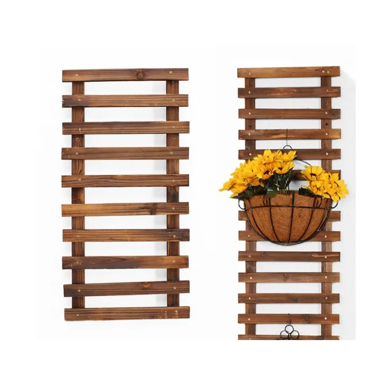 Rustic Wall Hanging Wood Flower Pot Rack Balcony Living Room Flower Plant Shelf