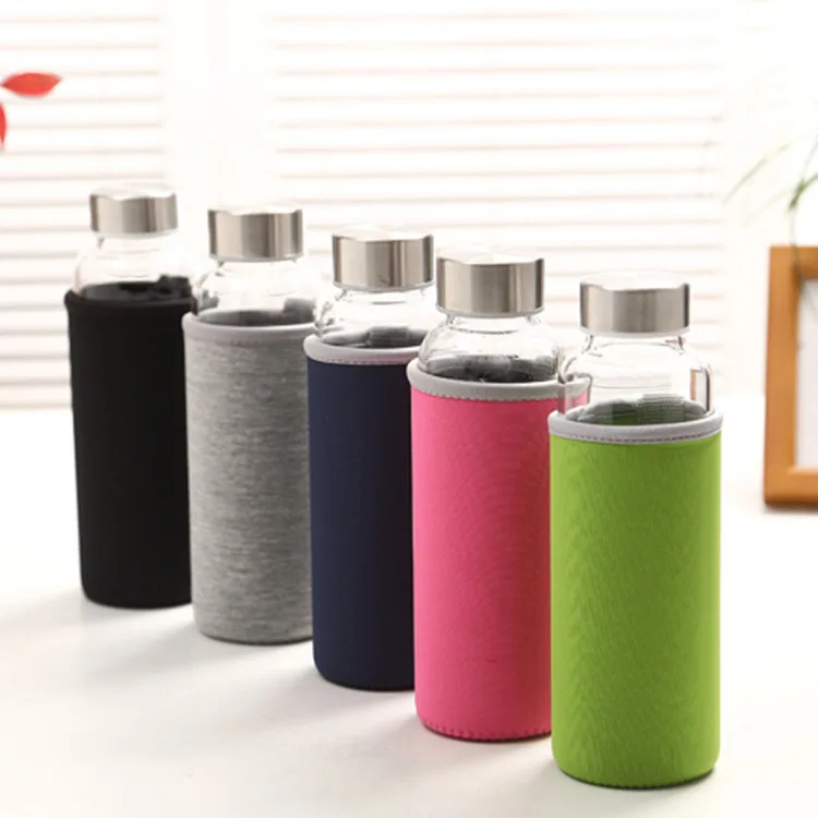 
KC-08602 Heat Resistant Glass water Bottle with Nylon Cloth Cover <span style=