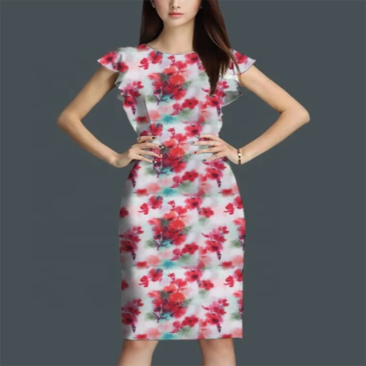 Цветочный дизайн простого стиля сплетенная ткань с цифровым принтом вискоза искусственное волокно для пошива женских платьев