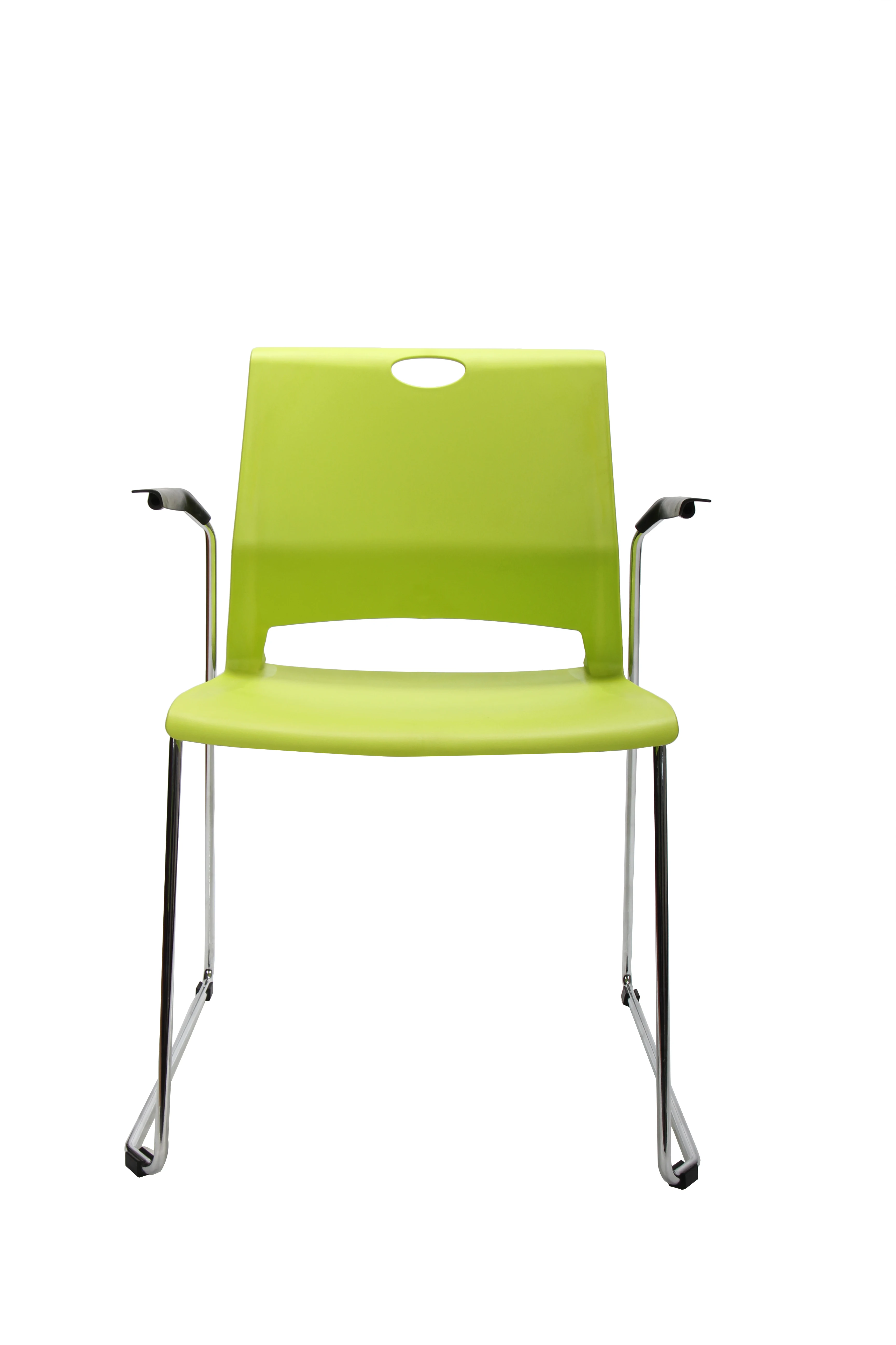 Stackable conference plastic in chrome frame visitor meet training chair with armrest