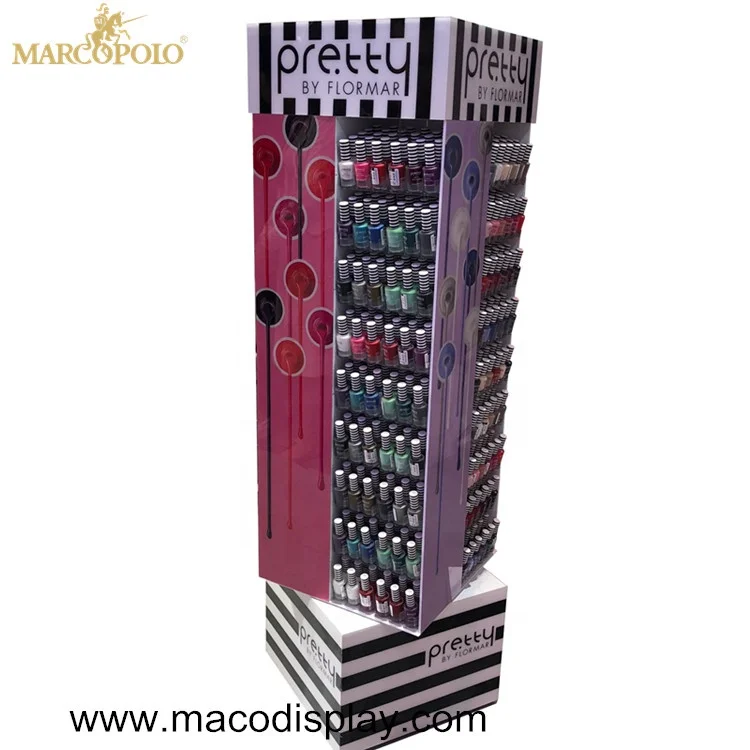New China Manufacturer 360 Rotating Acrylic Nail Polish Floor standing Rack Display