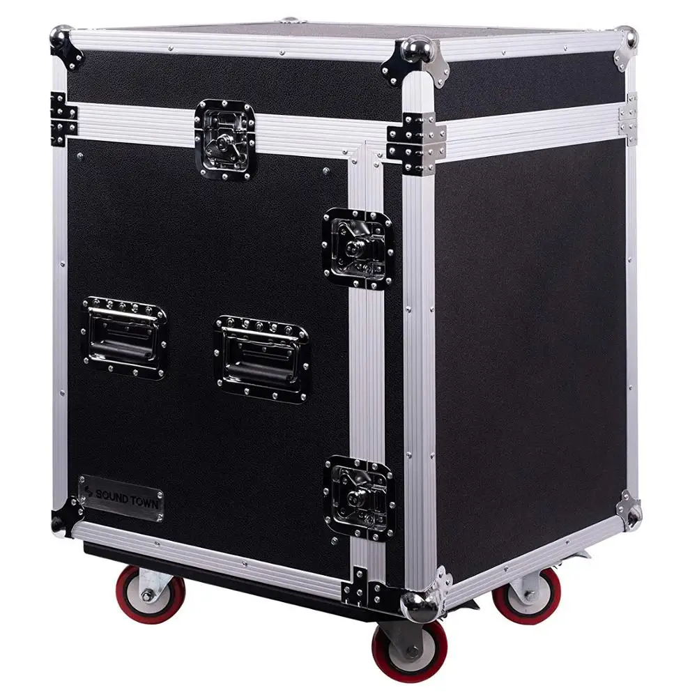 12-Space PA/DJ Pro Audio Rack/Road Case with Slant Mixer Top