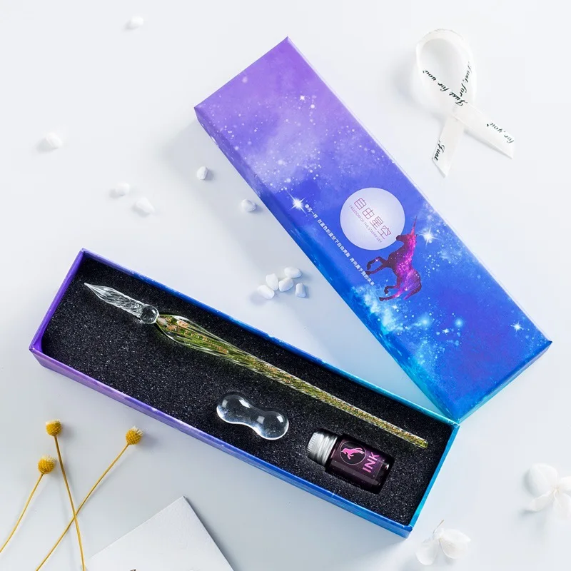 Promotional Smooth Writing Gift Crystal Glass Colourful ink Pen