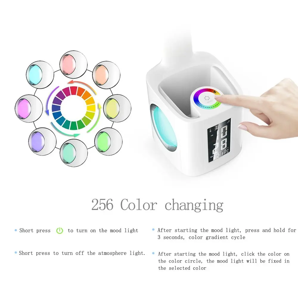 Amazon hot sales usb charging touch control flexible kids study desk table lamp with pen holder