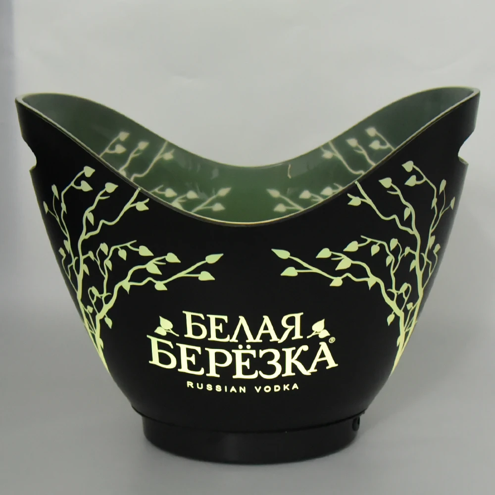 8L oiled laser logo 8-shift-control light ice bucket in bucket with cheaper price