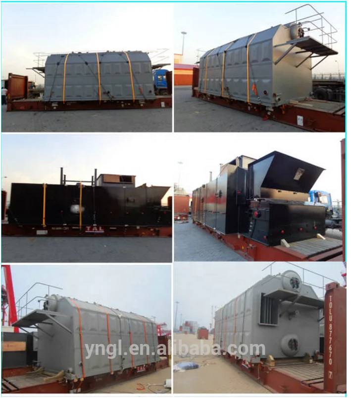 Coal steam boiler on concrete poles