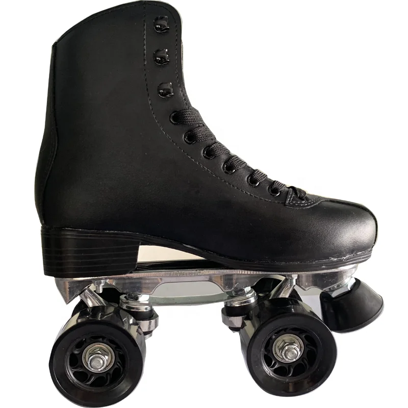 Custom high quality Synthetic leather vamp Roller rink rental high bounce PU wheel quad roller patines skates shoes