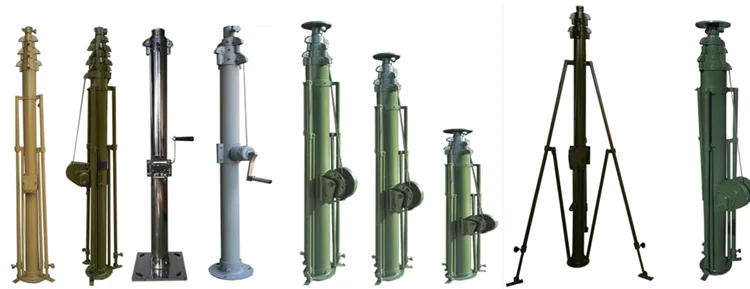 6m 9m 12m meteorological monitoring equipment mounted Telescopic tower Winch up Mast