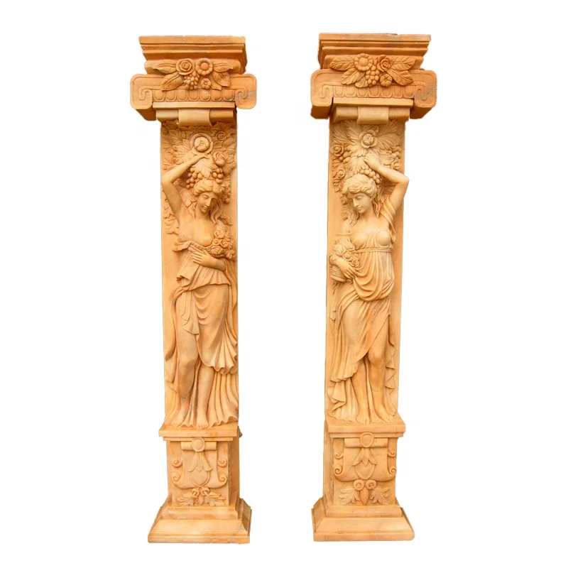 2019 New Marble Pillar Design with Women Statue