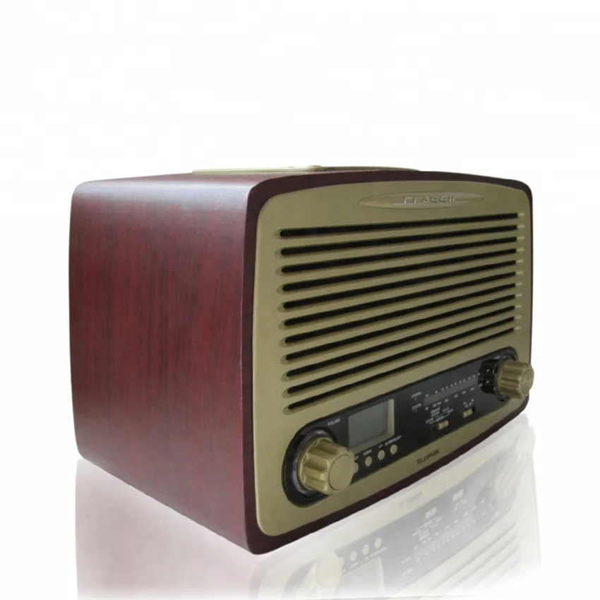 Portable Vintage Wooden Retro Style Radio with USB Player