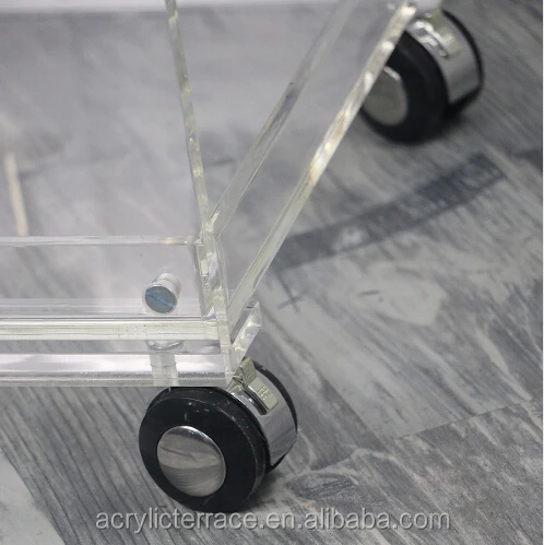 Rolling Acrylic Small Tea Cart/ Occasional/ Side /Sofa /Corner Table On Wheels-Flat Packed
