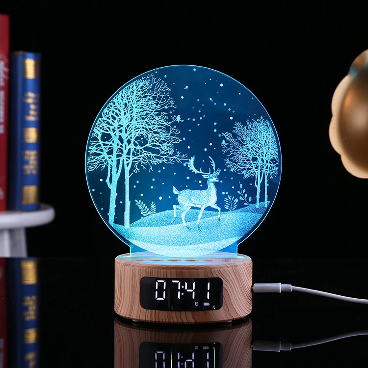 3D Wireless Night Light Speaker Lamp LED Speaker With LED Light