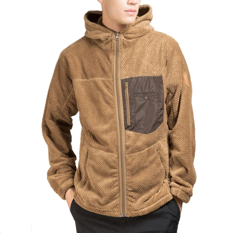 Custom Contrast Color Men Winter Sherpa/Flannel/Polar Fleece Jacket with Top Buttons