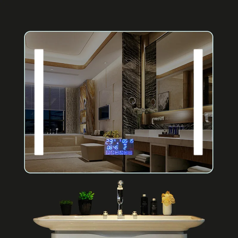 Ip44 Bedroom Vanity Touch Switch Screen Led Speaker Smart Magic Makeup Mirror With Light