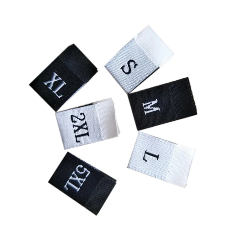 Garment Labels Manufacturer Customized Wholesale Center Fold Clothes Standard Woven Size Label for Clothing