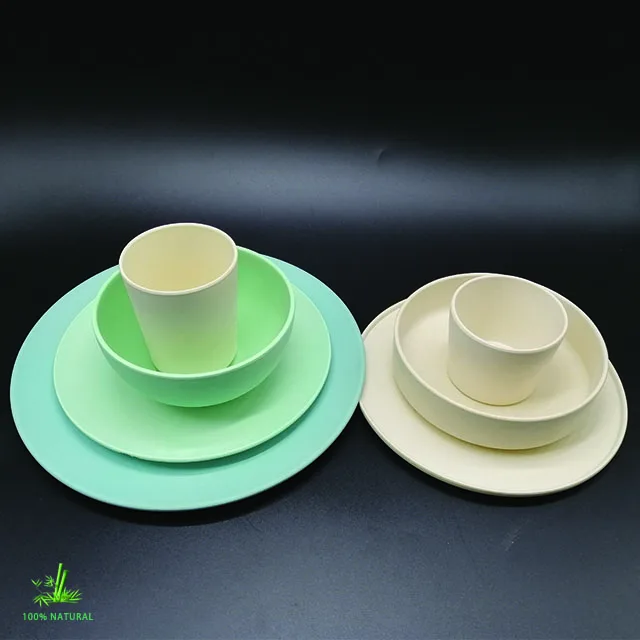 
China wholesale custom degradable dinnerware set tableware set in bamboo fiber 