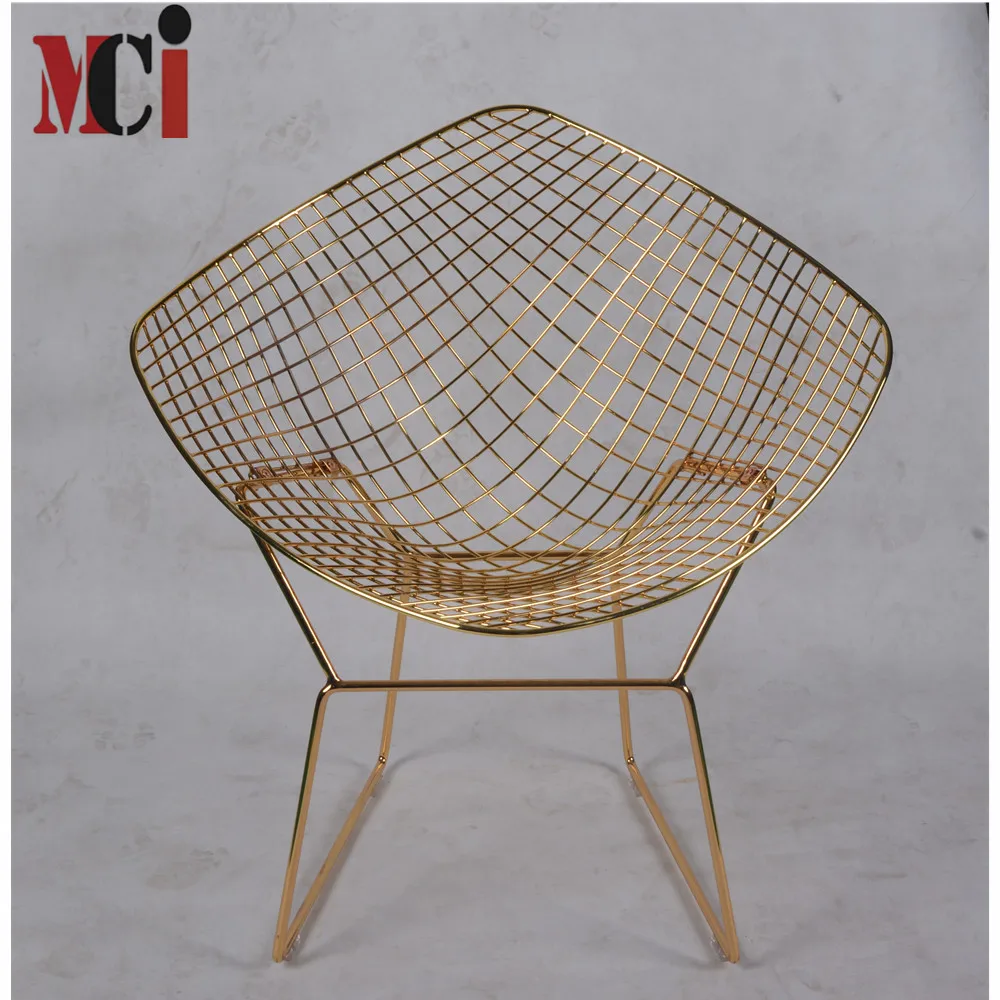 2019 модная форма современный дизайн железная проволока розовое золото обеденный стул