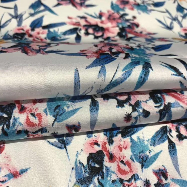 Оптовая продажа, шифоновая ткань с принтом из блестящего 100% полиэстера, шелка, атласа