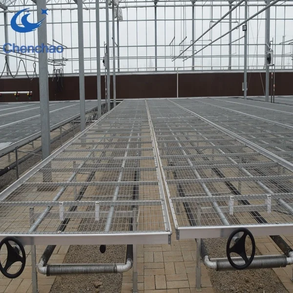 agricultural greenhouse equipment welded mesh movable seedbed table