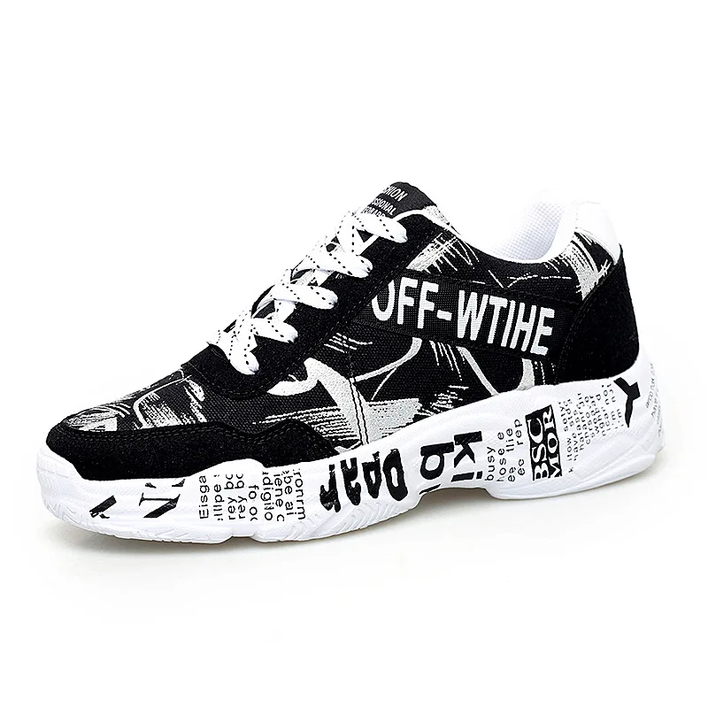 
Spring board shoes chinese students white canvas shoes teenagers stock thick-soled sports loafers graffiti cloth shoes 