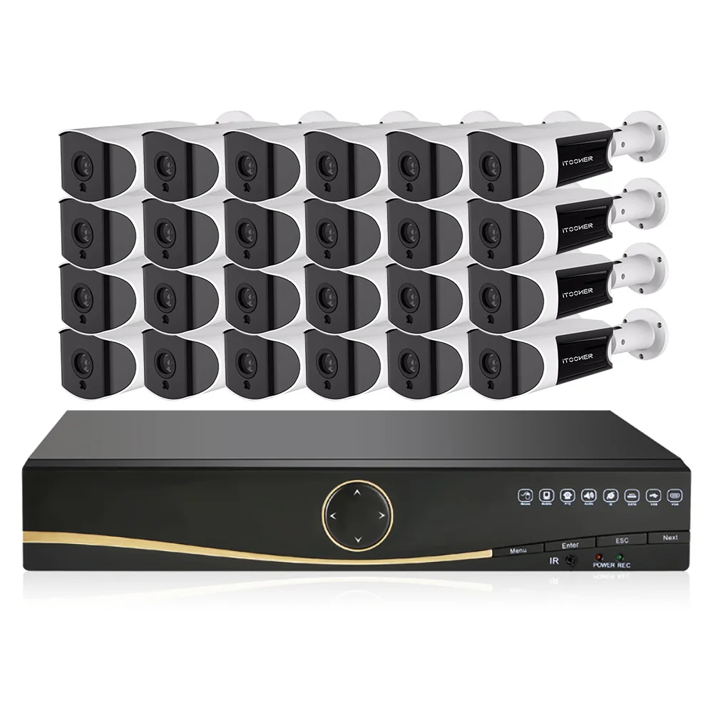 1080P HD Открытый ИК ночного видения h.265 пуля камеры наблюдения безопасности 24ch NVR комплект