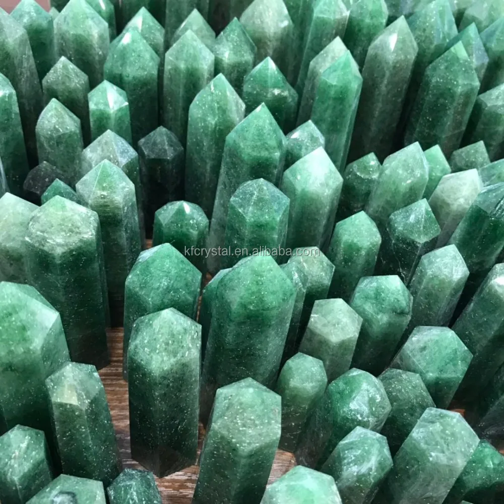 Factory high quality natural green strawberry quartz point crystal wand healing stone