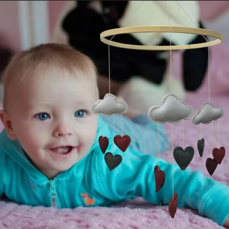 
Handmade Baby Music Mobile for Boy Girl Peach Shape Felt Nursery Crib Mobile Baby Shower Gift 