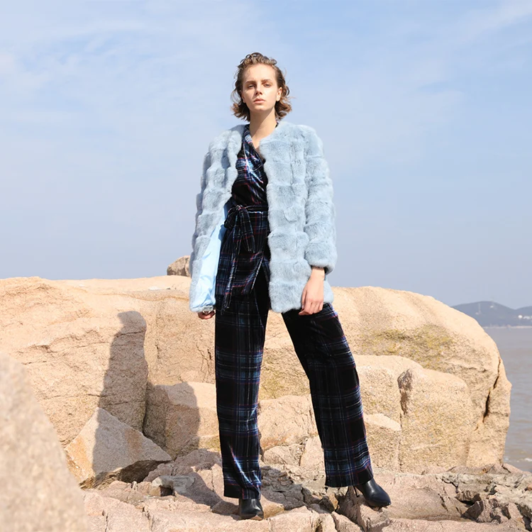 
Luxurious style best price rabbit fur coat warm women rabbit fur lined coats ladies fur coat suitable for winter 