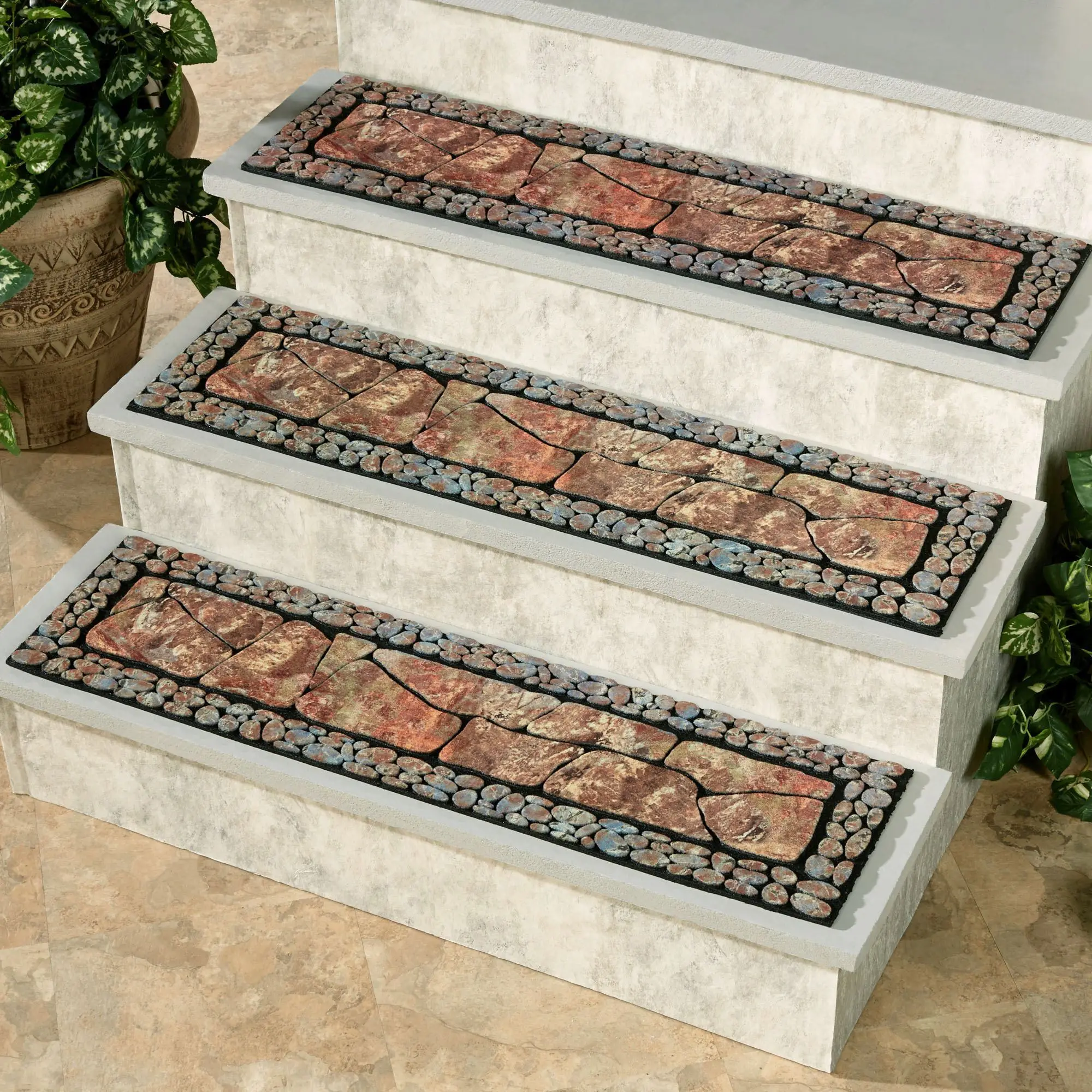 Patio Stone Anti Slip Recycled Rubber Crumb Outdoor Flocked Rubber Stair Tread Mats