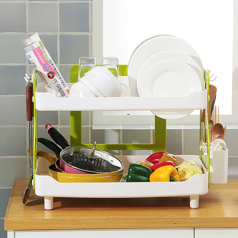 
Hotsales two tier plastic kitchen plate rack cheap dish storage rack kitchen storage rack 