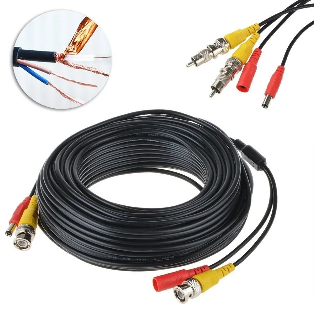 5m to 100m BNC Video Power Cable Security Camera Wire accessories for CCTV DVR Surveillance System coaxial asdi cable